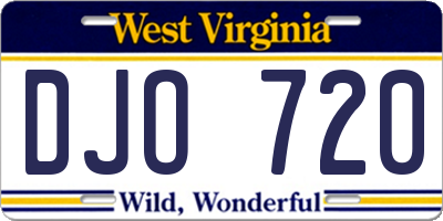 WV license plate DJO720