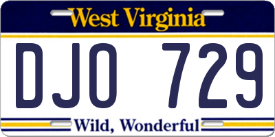WV license plate DJO729