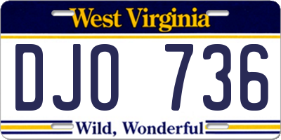 WV license plate DJO736