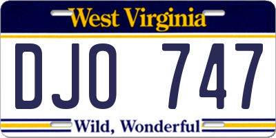 WV license plate DJO747