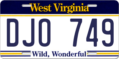 WV license plate DJO749