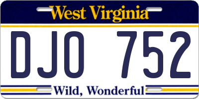 WV license plate DJO752