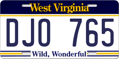 WV license plate DJO765