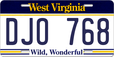 WV license plate DJO768