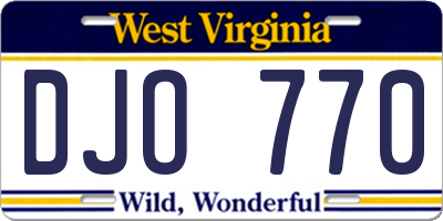 WV license plate DJO770