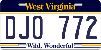 WV license plate DJO772
