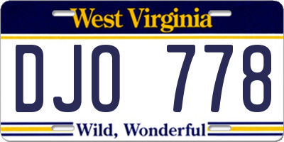 WV license plate DJO778
