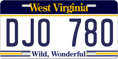 WV license plate DJO780