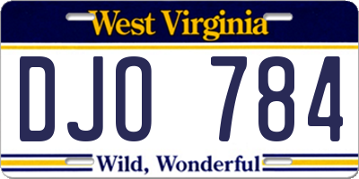 WV license plate DJO784
