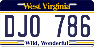 WV license plate DJO786
