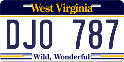 WV license plate DJO787
