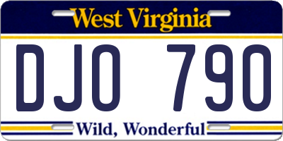 WV license plate DJO790