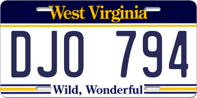 WV license plate DJO794