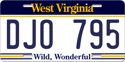 WV license plate DJO795