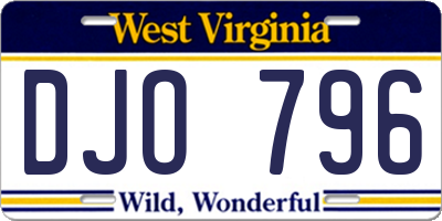 WV license plate DJO796