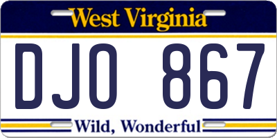 WV license plate DJO867