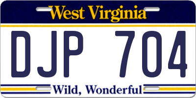 WV license plate DJP704
