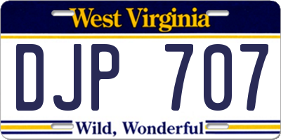 WV license plate DJP707