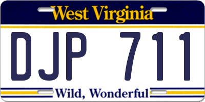 WV license plate DJP711