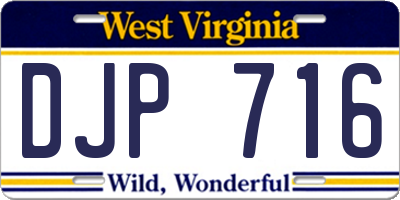 WV license plate DJP716