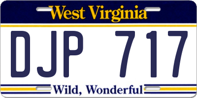 WV license plate DJP717
