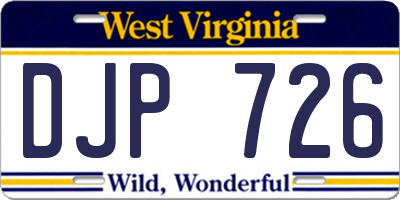 WV license plate DJP726