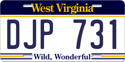 WV license plate DJP731