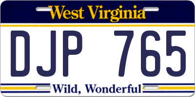 WV license plate DJP765