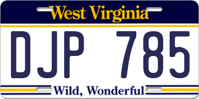 WV license plate DJP785