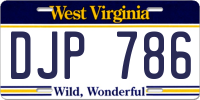 WV license plate DJP786
