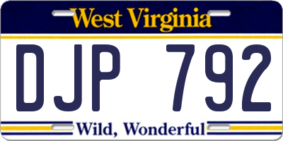 WV license plate DJP792