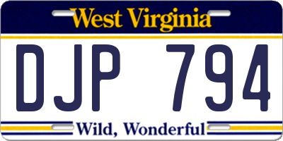 WV license plate DJP794
