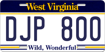 WV license plate DJP800