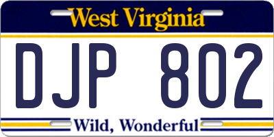 WV license plate DJP802