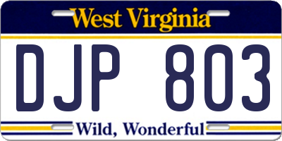 WV license plate DJP803