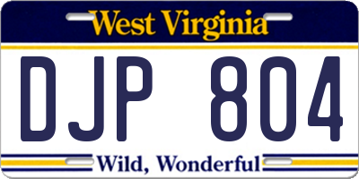 WV license plate DJP804