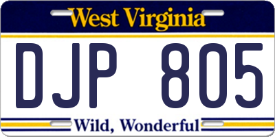 WV license plate DJP805