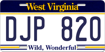 WV license plate DJP820