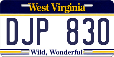WV license plate DJP830