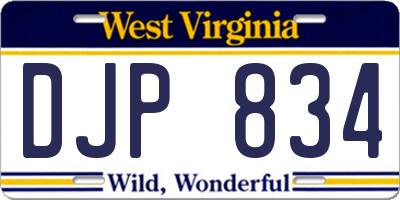 WV license plate DJP834