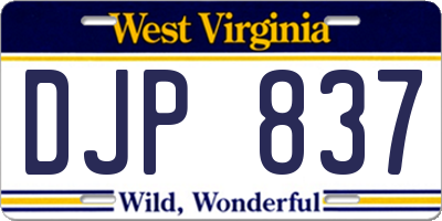 WV license plate DJP837