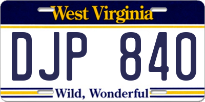 WV license plate DJP840