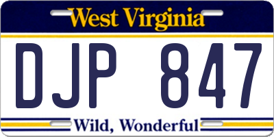 WV license plate DJP847