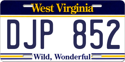 WV license plate DJP852
