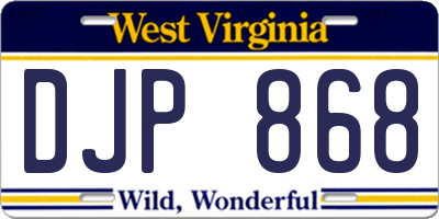 WV license plate DJP868