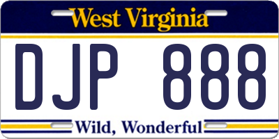 WV license plate DJP888