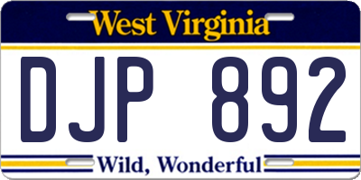 WV license plate DJP892