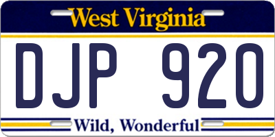 WV license plate DJP920