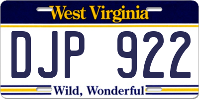 WV license plate DJP922