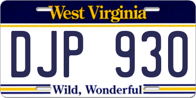WV license plate DJP930